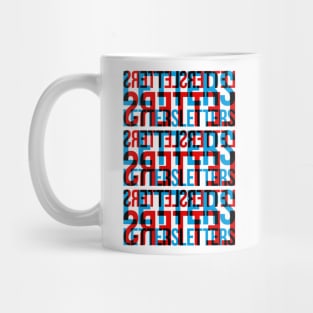 Letters Typography Stack (Cyan Red Black) Mug